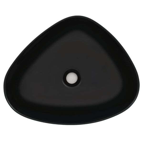 vidaXL Lavabo Triangolo in Ceramica Nero 50,5x41x12 cm
