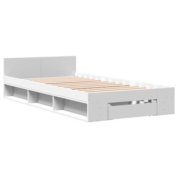 vidaXL Giroletto con Cassetto Bianco 90x200 cm in Legno Multistrato