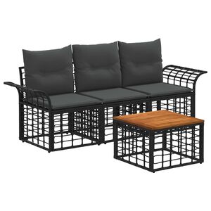 vidaXL Set di divani da esterno 4 pcs Nero e Grigio scuro Poliestere