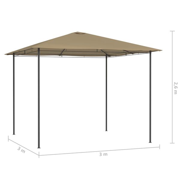vidaXL Gazebo 3x3x2,6 m Grigio Talpa 160 g/m²