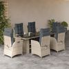 vidaXL Set da Pranzo da Giardino 7 pz Cuscini Polyrattan Grigio Chiaro
