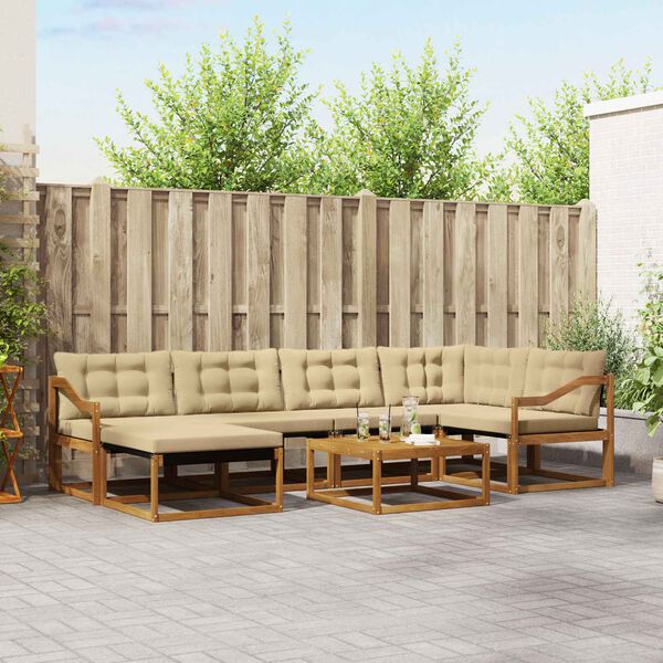 vidaXL Set di divani da esterno con cuscino 19 pcs Naturale e Beige