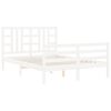 vidaXL Giroletto con Testiera Bianco King Size in Legno Massello