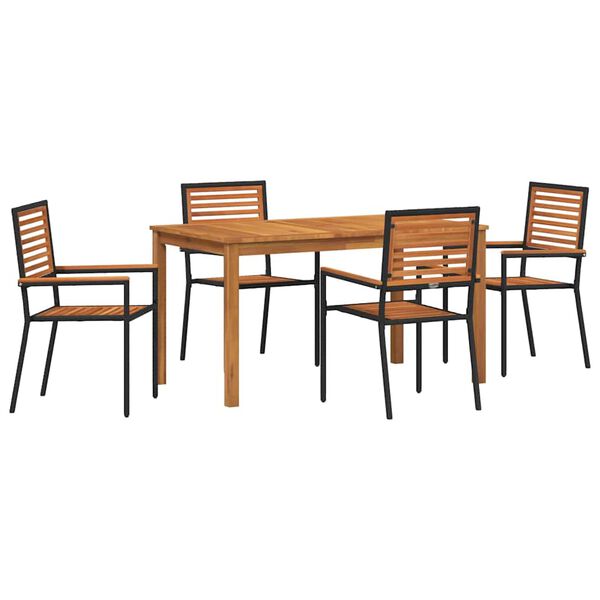 vidaXL Set da Pranzo per Giardino 5 pcs Nero Legno di Acacia Massello