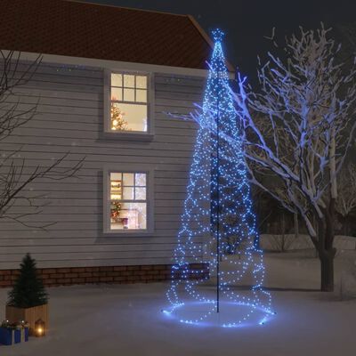 vidaXL Albero di Natale con Palo in Metallo 500 LED Blu 5 m