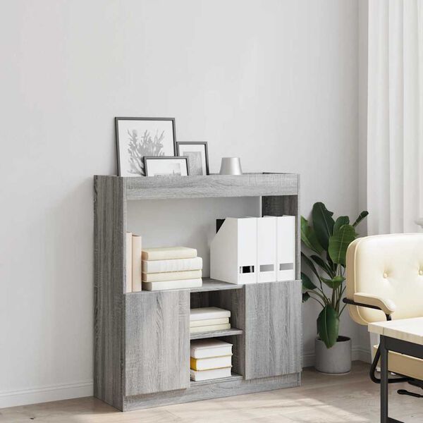 vidaXL Credenza Grigio Sonoma 92x33x100 cm in Legno Multistrato