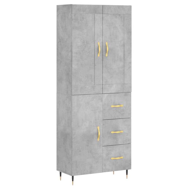 vidaXL Credenza Grigio Cemento 69,5x34x180 cm in Legno Multistrato