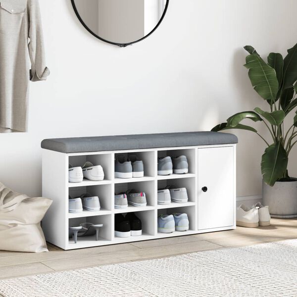 vidaXL Panca Porta Scarpe Bianca 102x32x50 cm in Legno Multistrato
