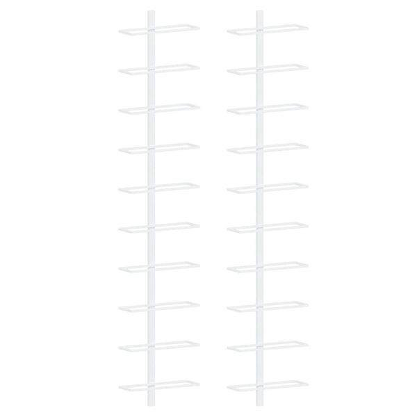 vidaXL Portavini da Parete per 10 Bottiglie 2 pz Bianco in Metallo