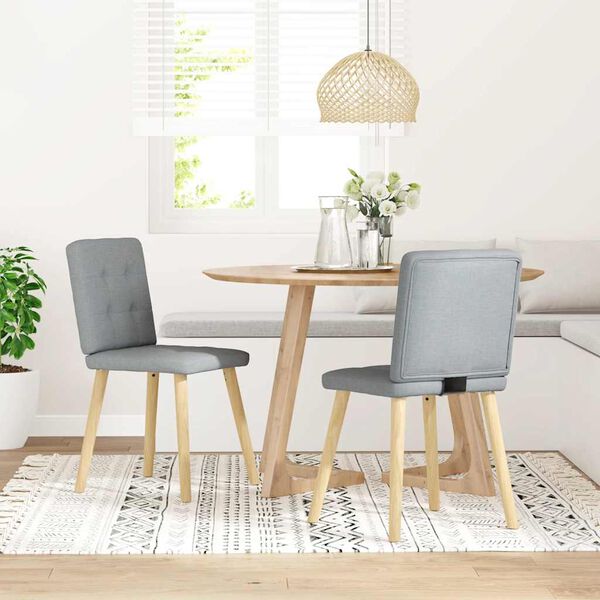 vidaXL Sedie da Pranzo 2 pz Grigio Chiaro in Tessuto