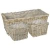 vidaXL Cestino da Vaso GENDT 3 pz Grigio naturale Rattan Kubu