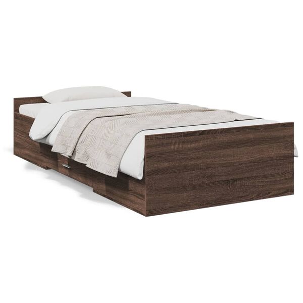 vidaXL Giroletto Cassetti Rovere Marrone 75x190 cm Legno Multistrato