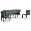 vidaXL Set Salotto da Giardino 5 pz Nero e Grigio in Polyrattan