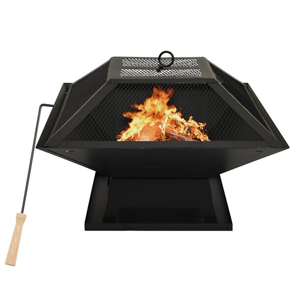 vidaXL Braciere e Barbecue 2in1 con Attizzatoio 46,5x46,5x37cm Acciaio