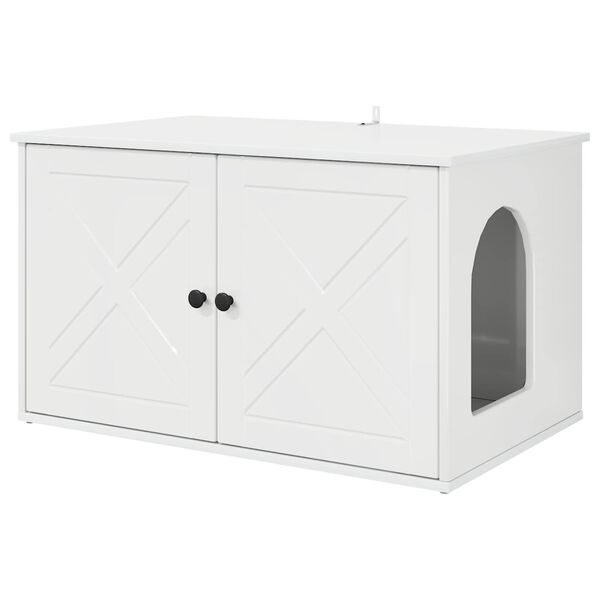 vidaXL Casa per Gatti Bianco Lucido 85 x 55 x 50 cm Legno multistrato