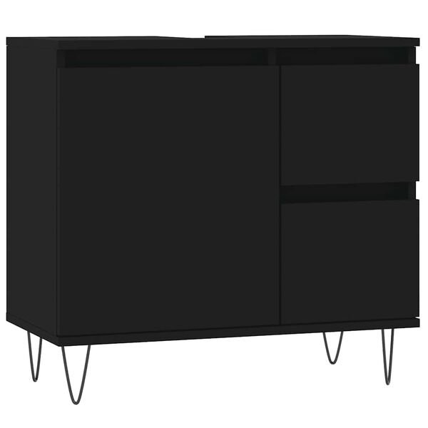 vidaXL Armadietto da Bagno Nero 65x33x60 cm in Legno Multistrato