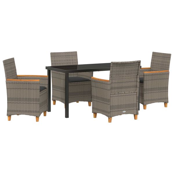 vidaXL Set da Pranzo per Giardino 5 pcs Grigio polyrattan