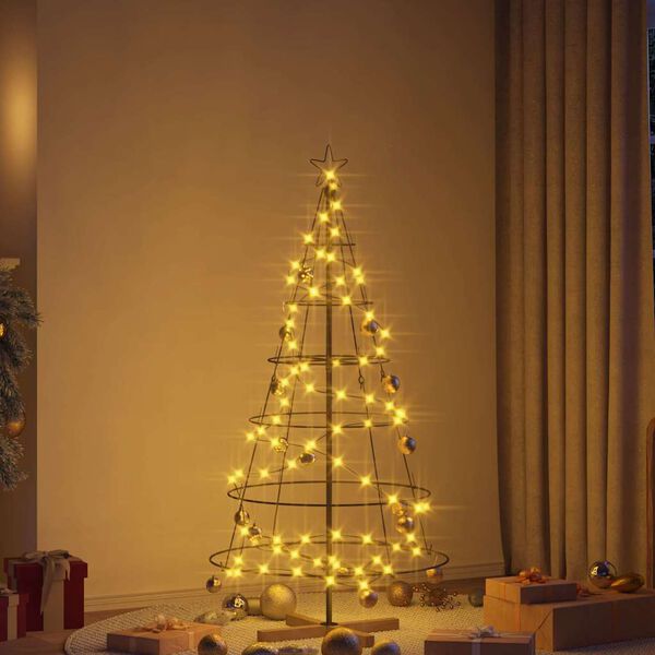 vidaXL Albero a Cono di Natale con supporto Nero 150 cm Acciaio