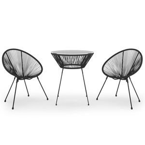 vidaXL Set da Pranzo per Giardino 3 pz Nero