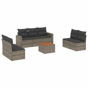 vidaXL Set Divano da Giardino 8 pz con Cuscini Grigio in Polyrattan