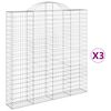 vidaXL Cesti Gabbioni ad Arco 3 pz 200x30x200/220 cm Ferro Zincato