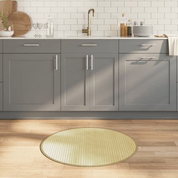 vidaXL Tappeto Rotondo Naturale Chiaro 80 cm in Bamb&ugrave;