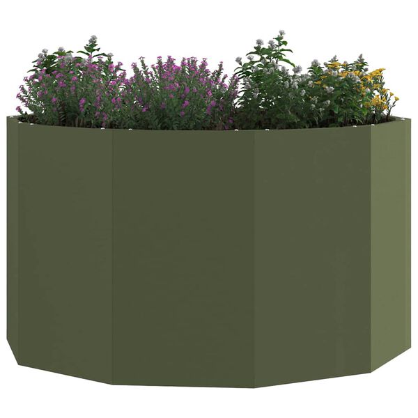 vidaXL Fioriera Verde oliva 90 x 90 x 50 cm Acciaio