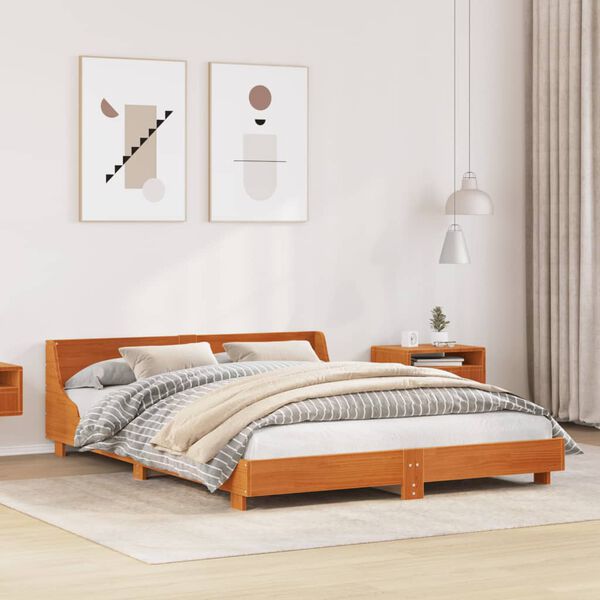 vidaXL Letto senza Materasso Marrone Cera 120x200 cm in Legno di Pino