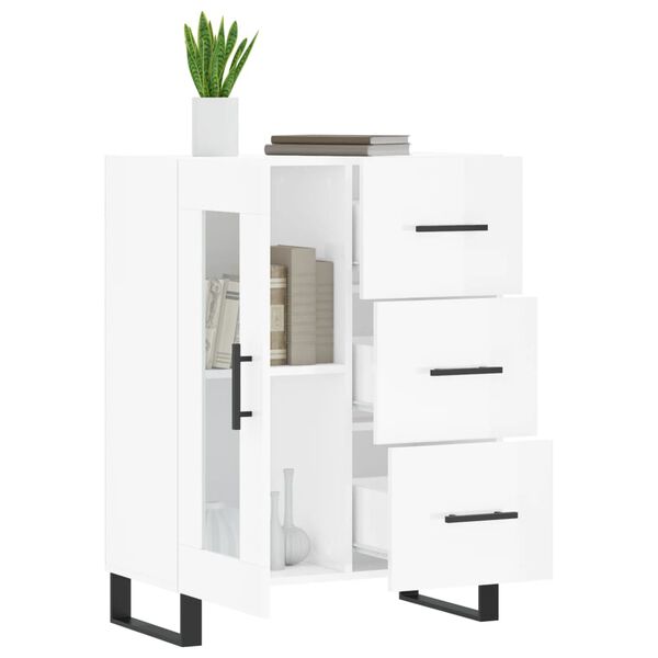 vidaXL Credenza 69,5x34x90 cm in Legno Multistrato Bianco Lucido