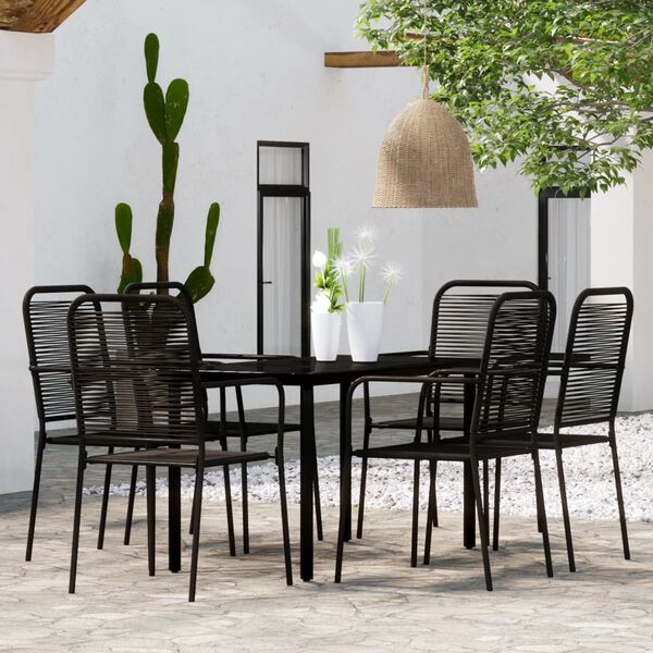 vidaXL Set Mobili da Pranzo per Giardino 7 pz Nero