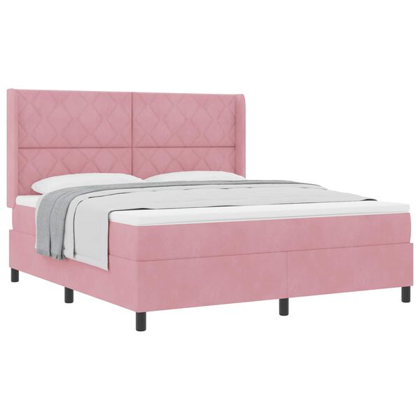 vidaXL Letto a molle con materasso Rosa 180 x 200 cm Velluto