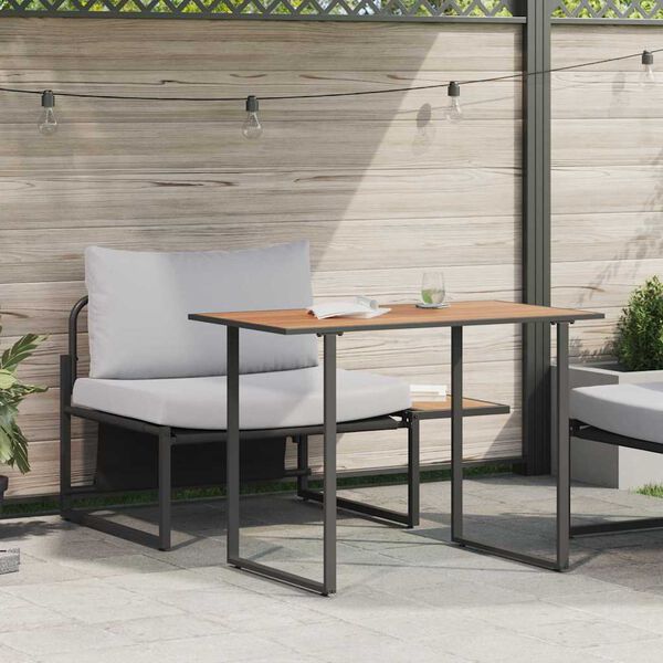 vidaXL Set da Pranzo per Giardino 2 pcs Grigio chiaro Acciaio