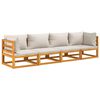 vidaXL Set Salotto Giardino 4pz Cuscini Grigio Chiaro Legno Massello