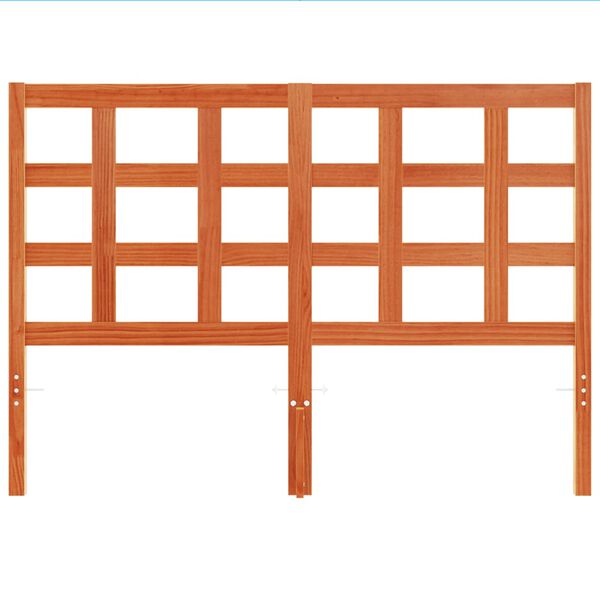 vidaXL Testiera Marrone Cera 135 cm in Legno Massello di Pino