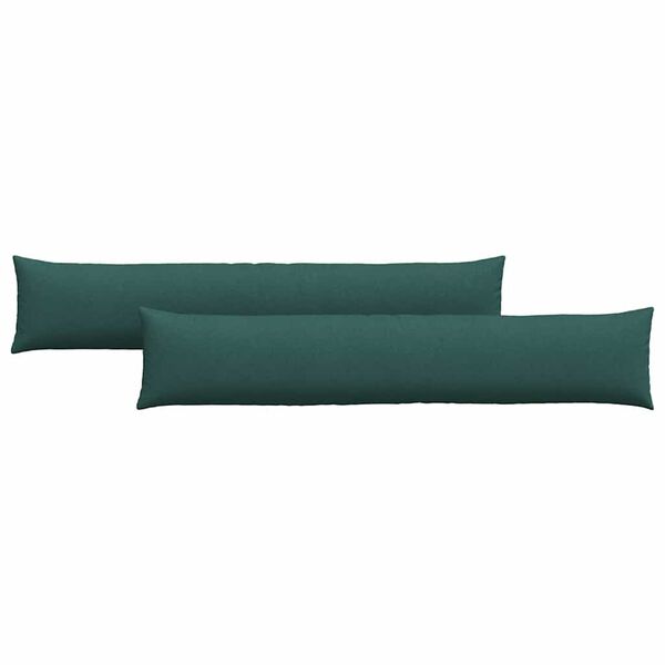 vidaXL Cuscini da Divano 2 pcs Verde Scuro 200 x 40 cm Tessuto