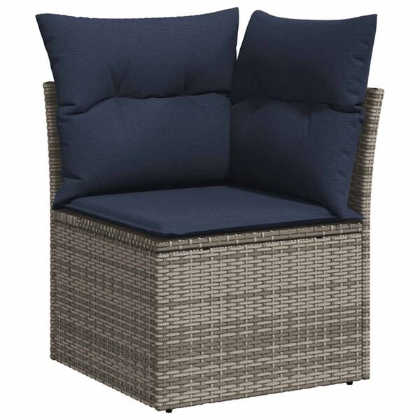 vidaXL Set Divani da Giardino 11 pz con Cuscini in Polyrattan Grigio