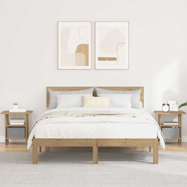 vidaXL Comodino con cassetto 2 pcs Rovere artigianale 41 x 40 x 45 cm