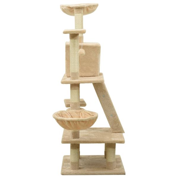 vidaXL Albero per Gatti con Tiragraffi in Sisal Beige 122 cm