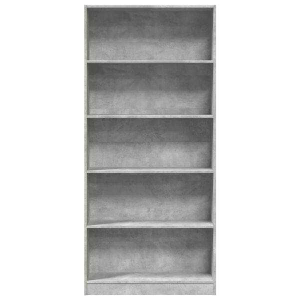 vidaXL Libreria Grigio Cemento 80x24x176 cm in Legno Multistrato