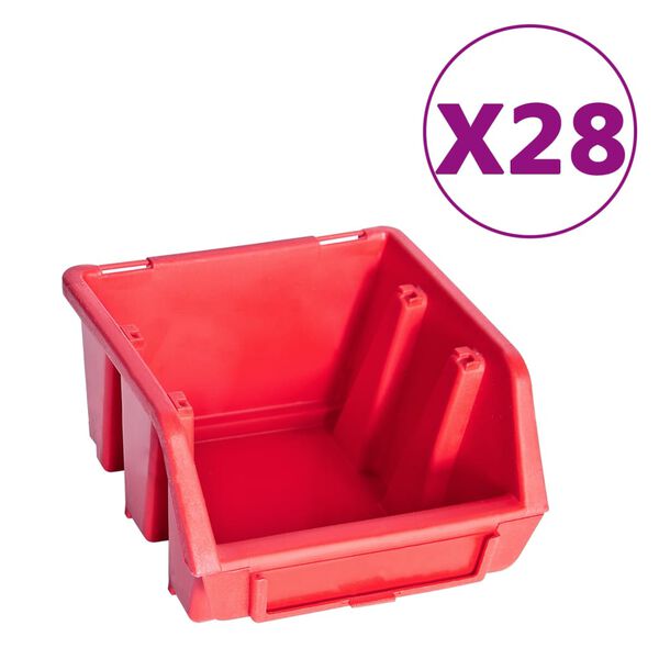 vidaXL Kit Contenitori 141 pz con Pannelli a Parete Rosso e Nero