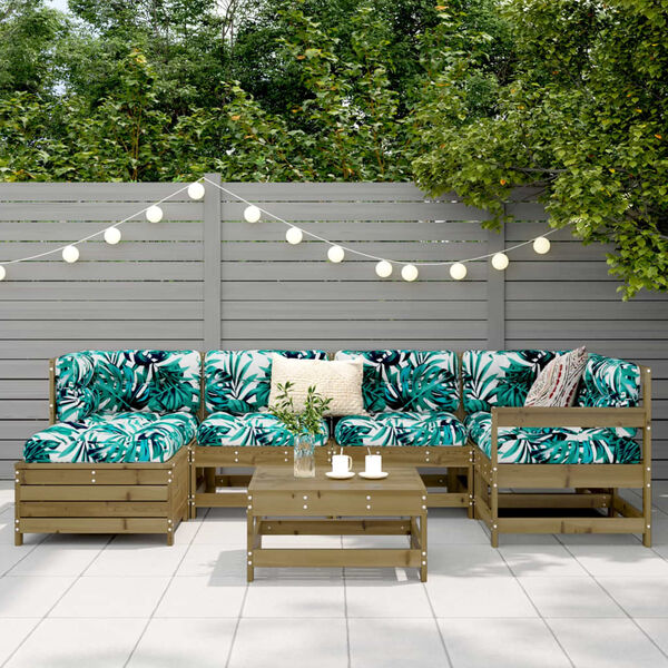 vidaXL Set Divani da Giardino 7 pz in Legno Impregnato di Pino