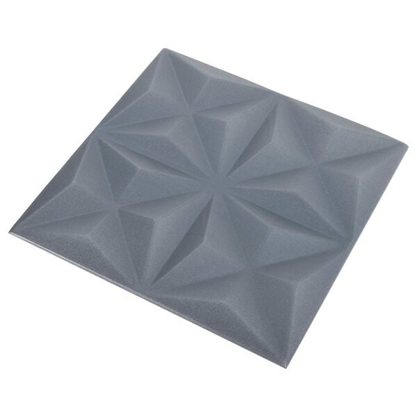 vidaXL Pannelli da parete 48 pcs Origami Grigio 50 x 50 cm Schiuma XPS