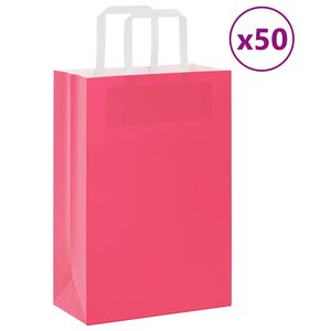 vidaXL Sacchetti di Carta 50 pz con Manici Rosa 21x11x31 cm