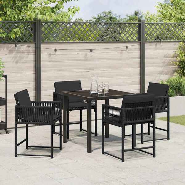 vidaXL Set da Pranzo per Giardino 5 pcs Nero polyrattan