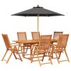 vidaXL Set da pranzo da esterno con ombrellone 8 pz