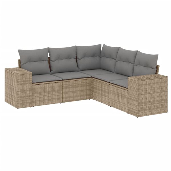 vidaXL Set Divano da Giardino 5 pz con Cuscini Beige in Polyrattan