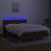 vidaXL Letto a Molle Materasso e LED MarroneScuro 140x190cm in Tessuto