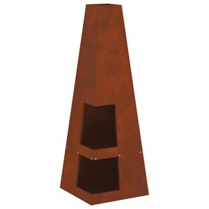 vidaXL Focolare Marrone 35 x 35 x 100 cm Acciaio CorTen