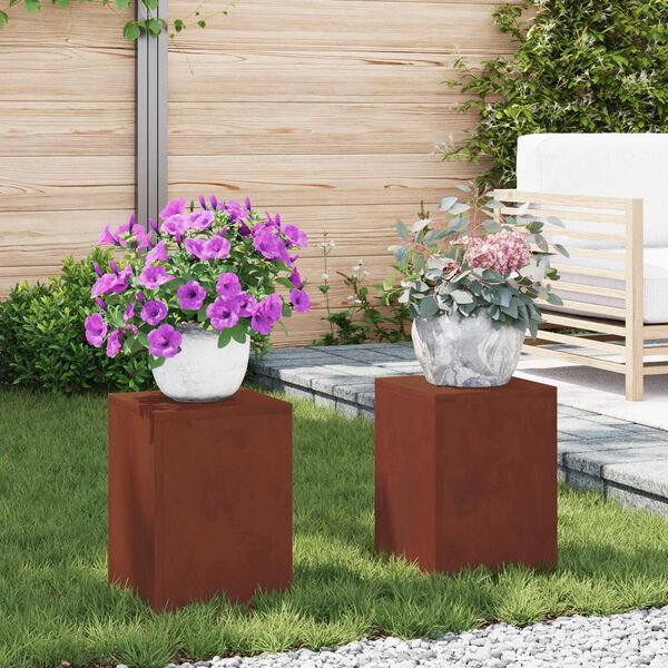 vidaXL Supporto per piante 2 pcs Ruggine 24 x 24 x 35 cm