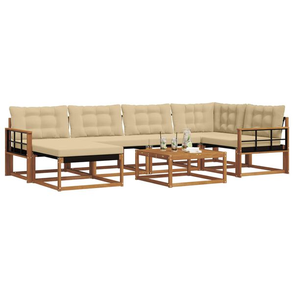 vidaXL Set di divani da esterno con cuscino 19 pcs Naturale e Beige